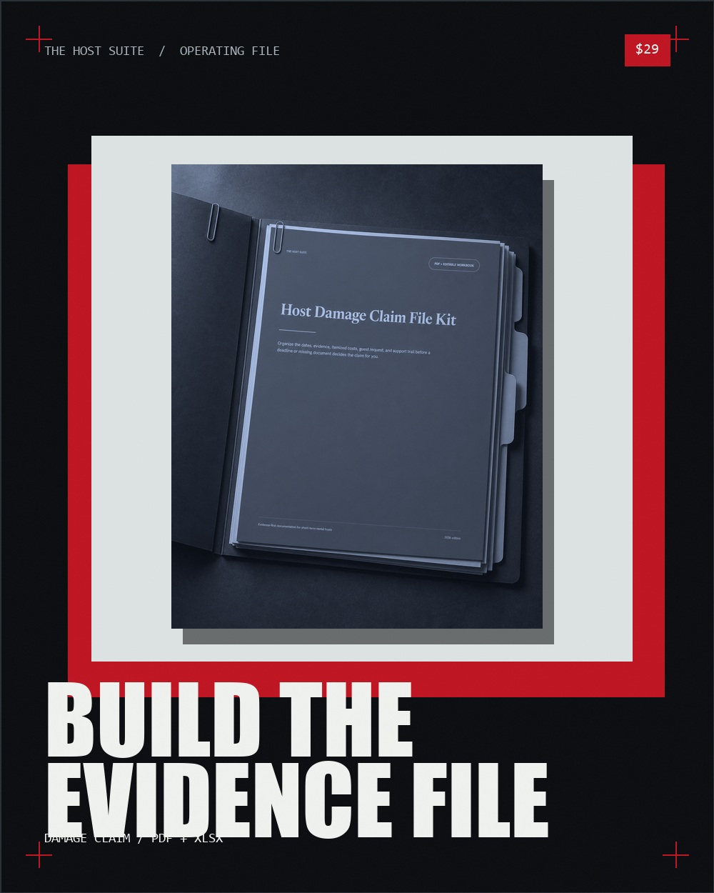 Host Damage Claim File Kit, PDF and Excel documentation system