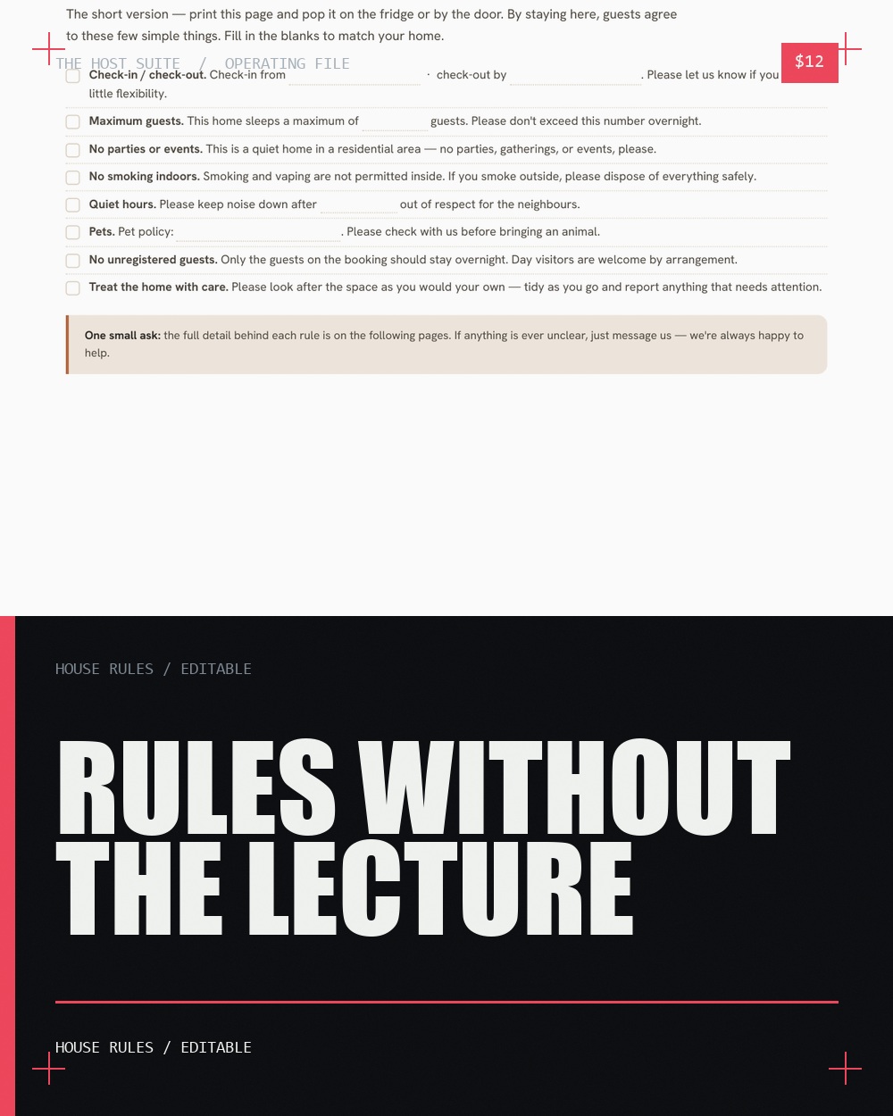 Airbnb House Rules editable set