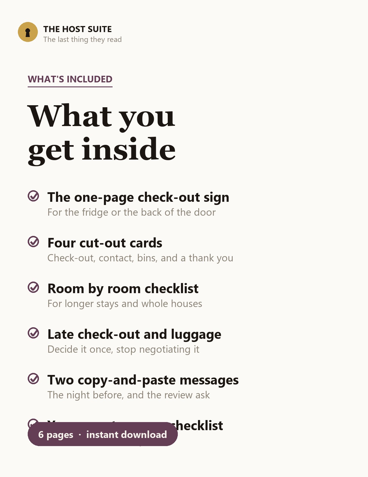 What is included in the Check-out Instruction Cards