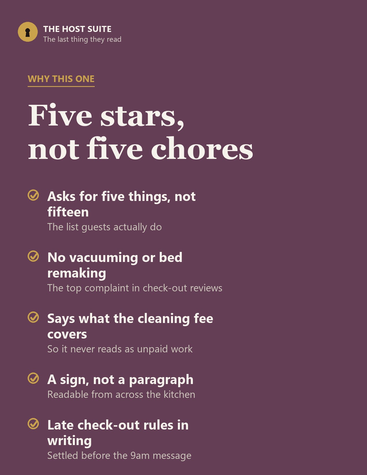 Five stars, not five chores
