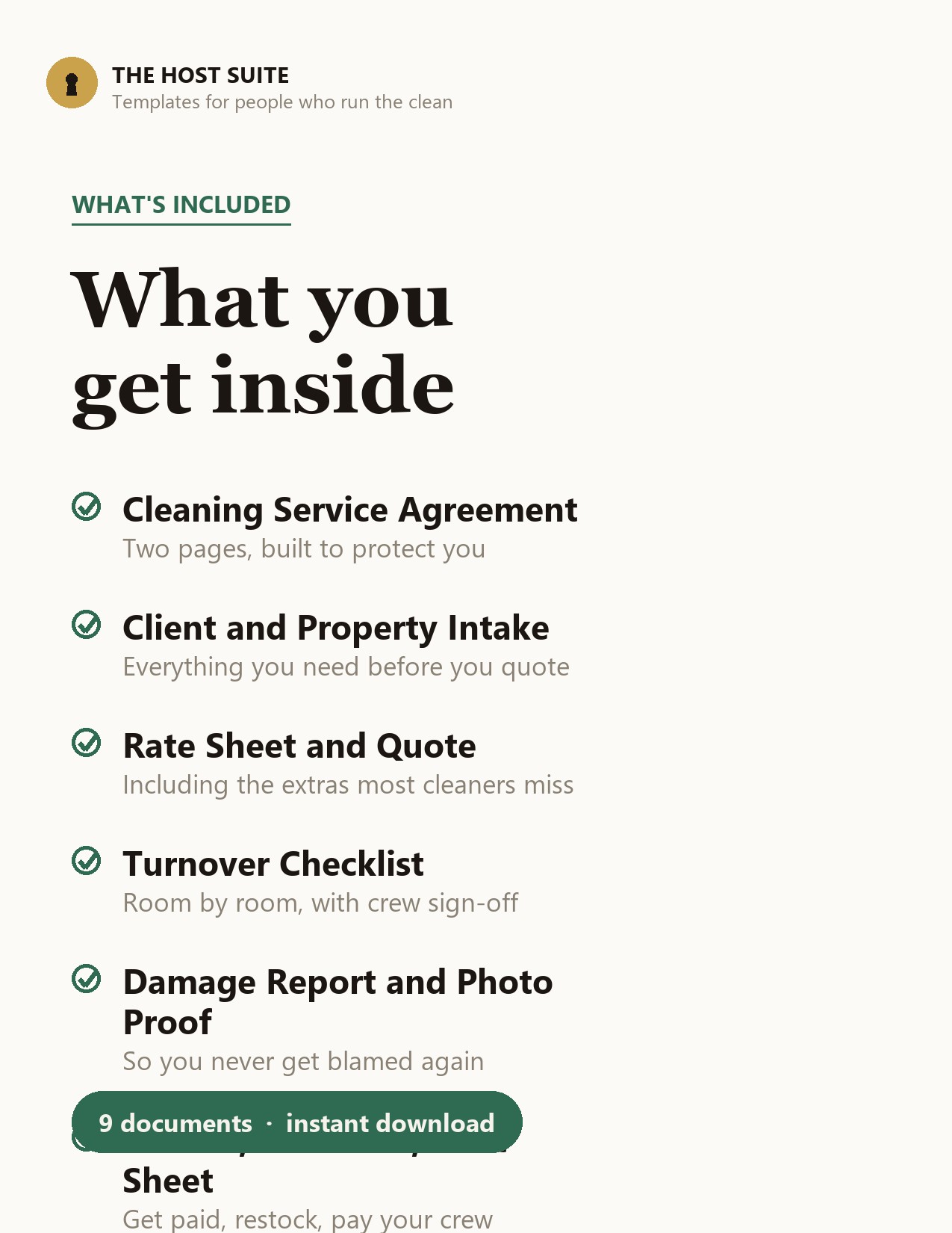 What is included in the Cleaner's Business Pack