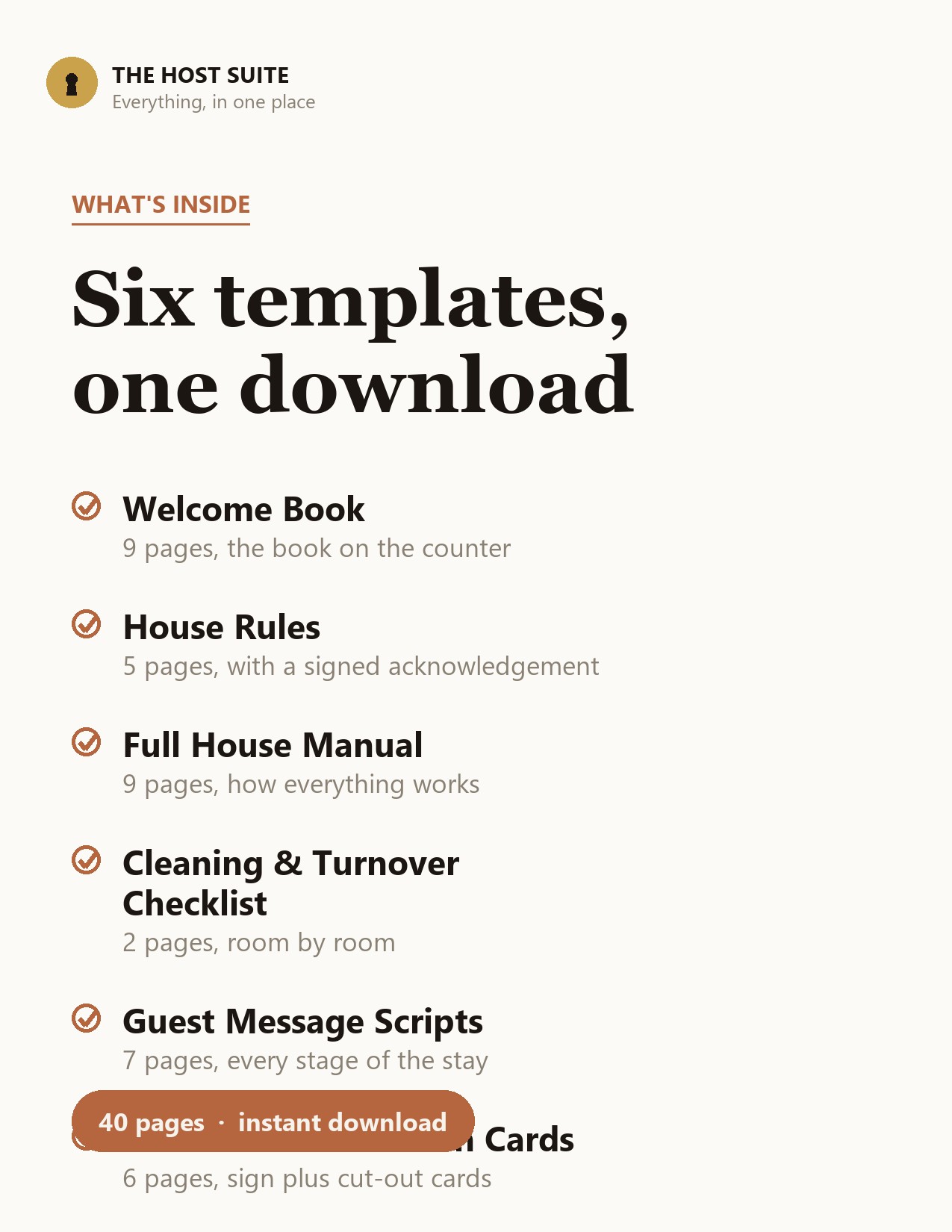 The six templates inside the Complete Host Suite