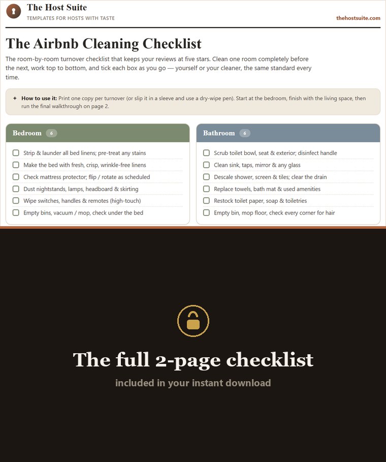 Airbnb Cleaning Checklist preview page